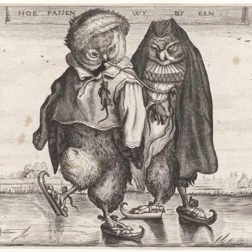 publicdomainreview:“Skating Owls” by Adriaen van de Venne,...