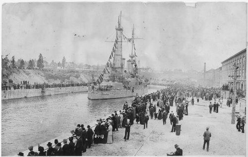 USS Oregon vintage black and white history Puget Sound Puget Sound Naval Shipyard Washington State 1913 March 1 1910s