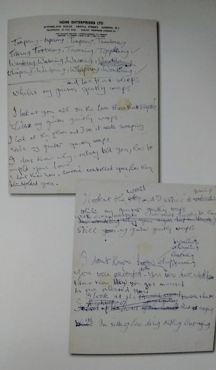 rly-fking-late-bloomer:George Harrison’s notes for “Long, Long,...