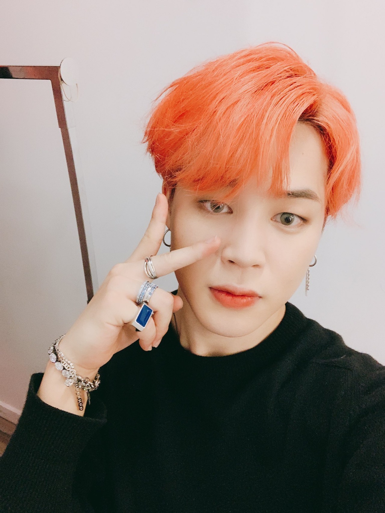 Fire Fairy Orange Hairs Black Clothes Hottest Jimin