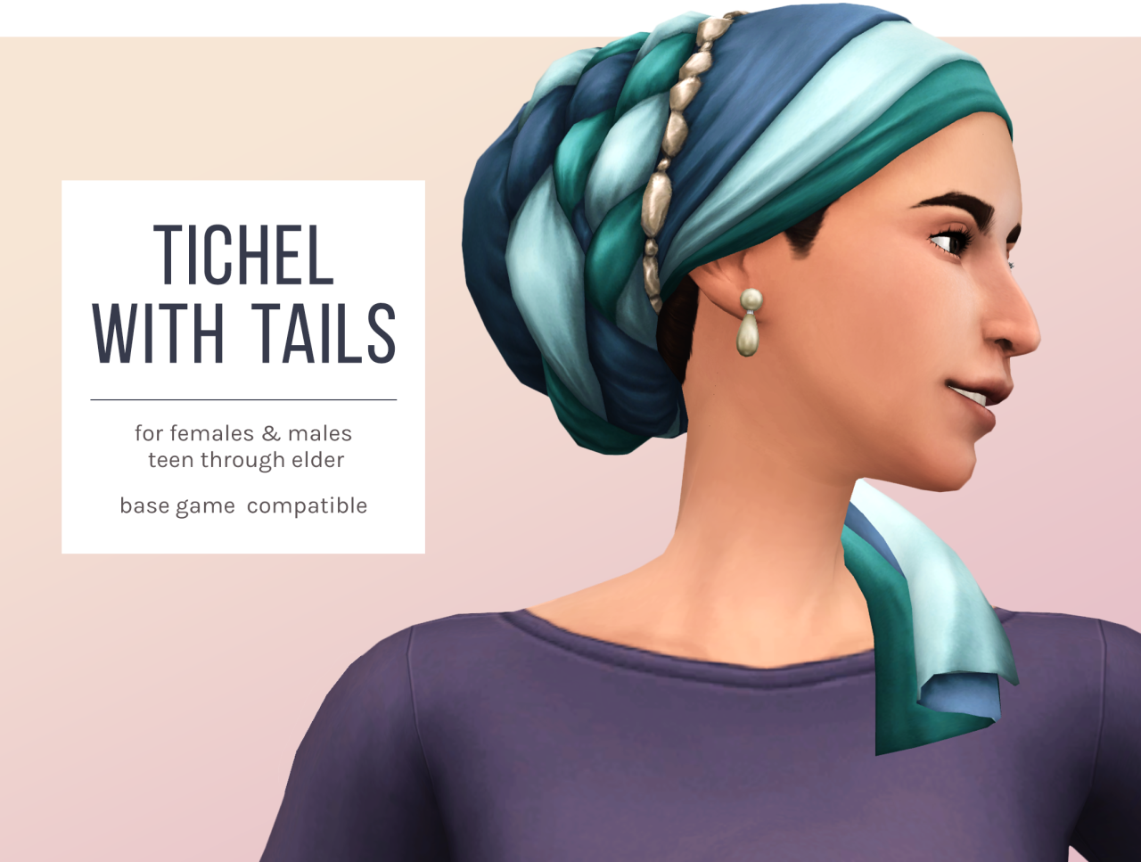 Tichel with TailsA little while ago I had an anon ask about a tichel for their Jewish sim, and so the idea for this edit was born! Itâ€™s a combination/frankenmesh of 2 of the headwraps from City Living.
â€¢ For male and female sims teen through elder
â€¢...