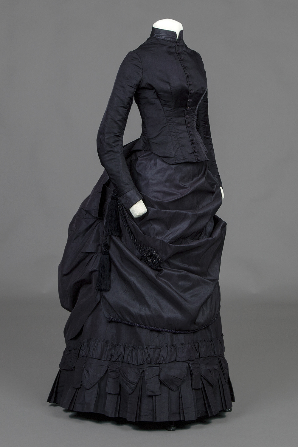 Historical Dress - Bustle Dress, 1870-6 Dark Purple Satin Bustle...