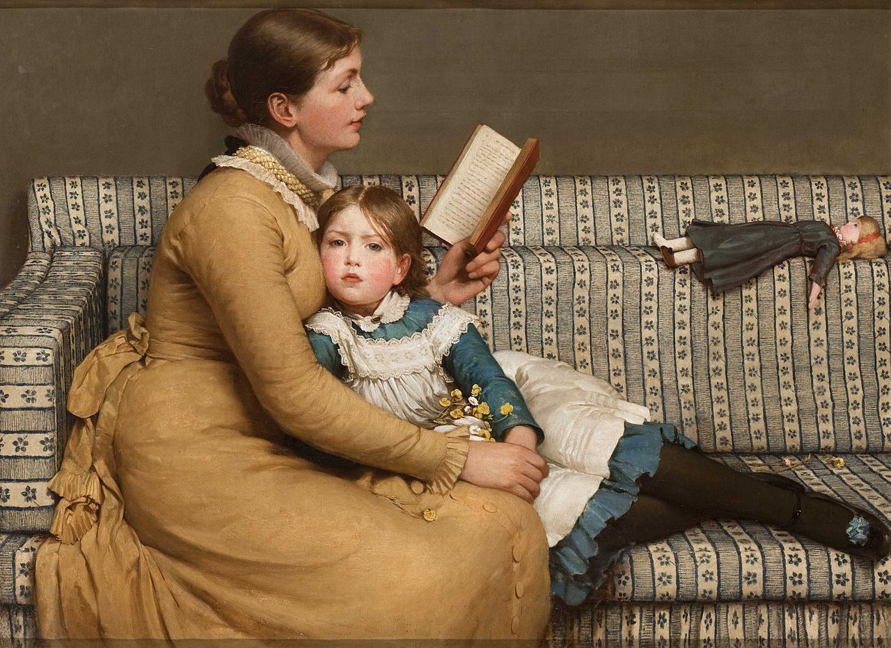 Alice in Wonderland (c.1879). George Dunlop Leslie (English, 1835-1921). Oil on canvas. Brighton and Hove Museums and Art Galleries.
Leslie’s painting Alice in Wonderland has his wife reading to their daughter Alice – the child’s name a deft...
