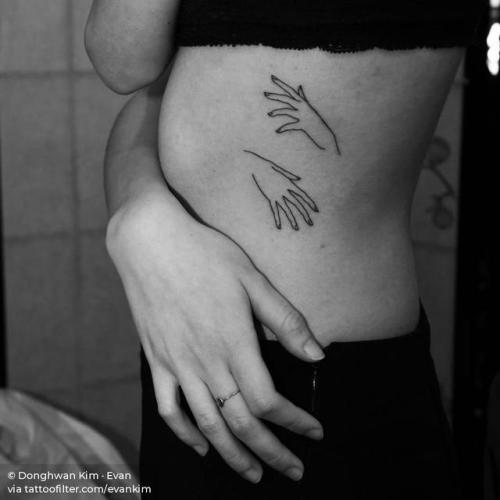 By Donghwan Kim · Evan, done at West 4 Tattoo, Manhattan.... hand;fine line;hug;anatomy;line art;rib;love;facebook;evankim;twitter;minimalist;medium size