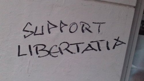 radicalgraff:Solidarity graffiti for Libertatia, a squatted...