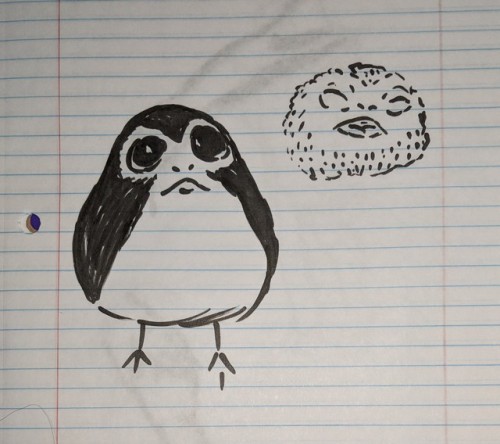 tried to draw a porg and I failed. The second attempt is better.