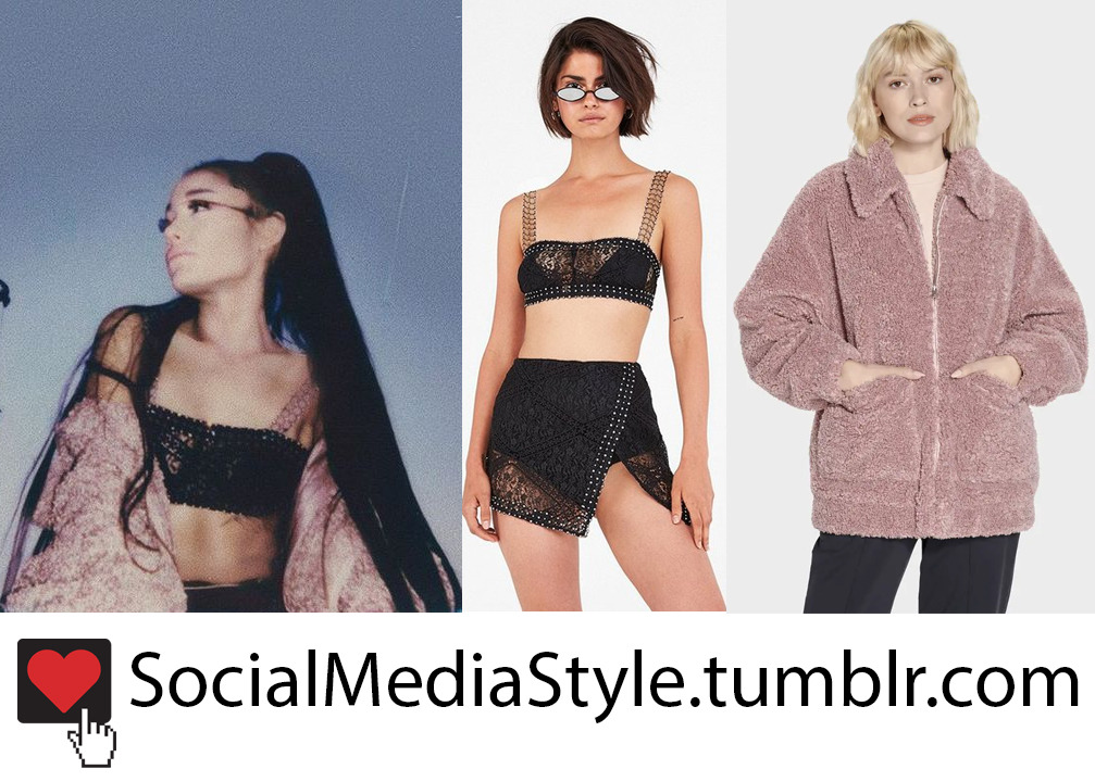 Social Media Style Ariana Grandes Black Crop Top And