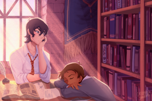 catchingsunraysart:afternoons at the librarycan it just be...