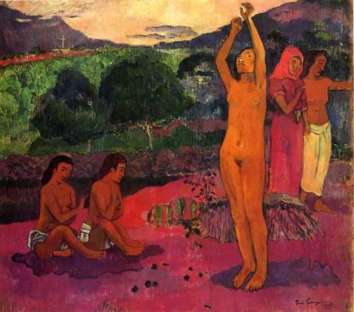 artist-gauguin:The Invocation, Paul GauguinMedium: oil,canvas