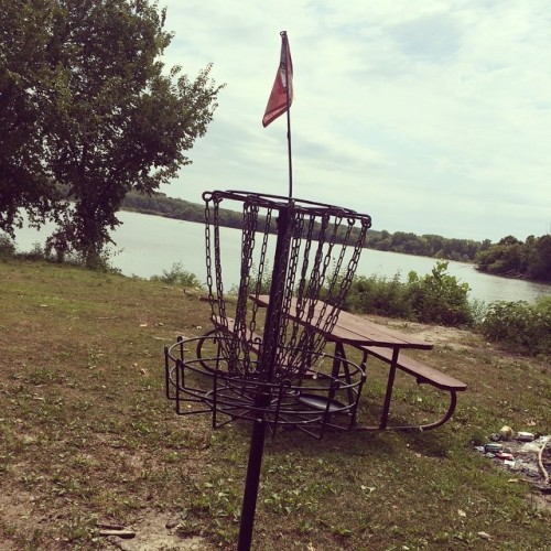 The view from 12. #discgolf #discgolfbasket #riverpond