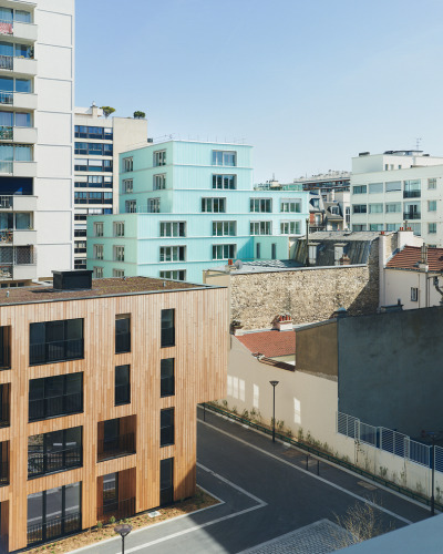 subtilitas:<br /><br />TVK - Rue de Lourmel mixed use project, including social housing units, a retirement home, community center, commercial spaces, daycare, and nursery, Paris 2015. Photos © Julien Lanoo.