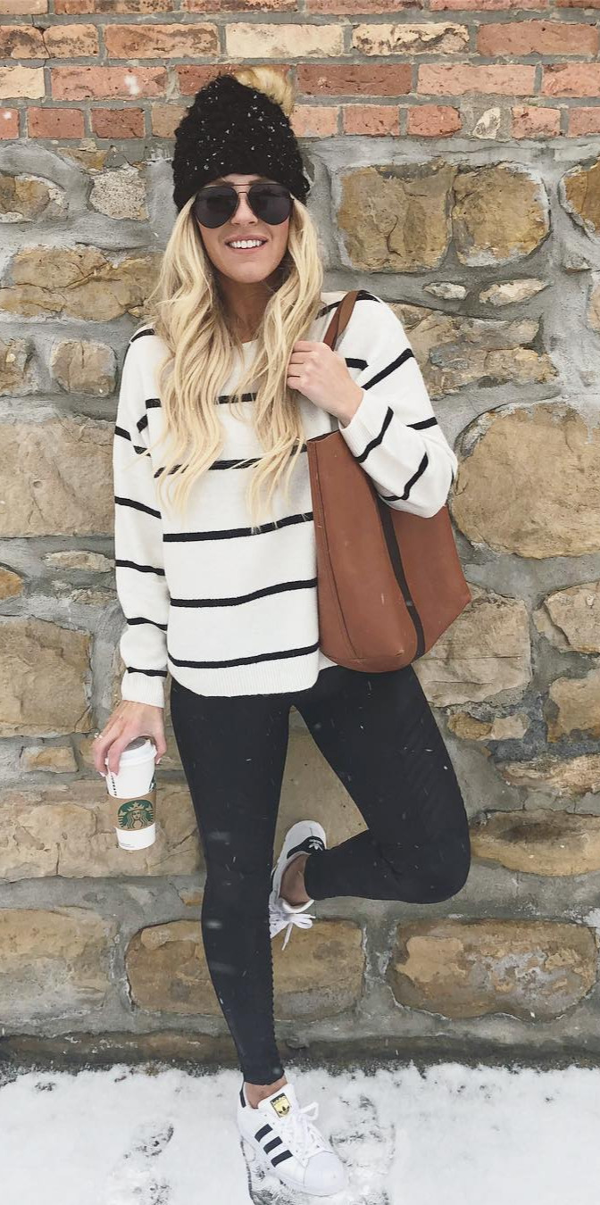 50+ Cozy Outfit Ideas You Need - #Stylish, #Clothing, #Picoftheday, #Fashionista, #Pic Do you guys ever fall into a with the things you ordered but the damage was already done by the time you realized it?!?! yup... that was me this week... ordered 5 things and 4 of them had stripes. oops! Loving this sweater though... so Inot mad about it This sweater is less than $20.00 and comes in a ton of different color options! (Wearing size medium for reference) Shop my look immediately by following me on the Liketoknowit App!  