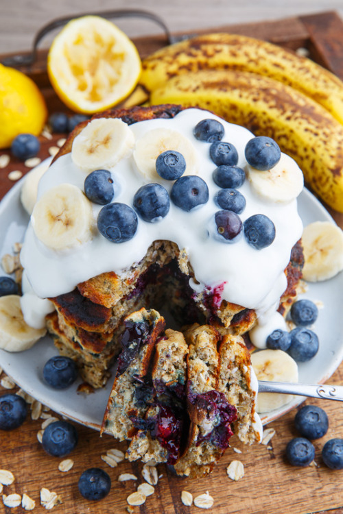 pinterestfoodie1992:BLUEBERRY BANANA OATMEAL PANCAKES