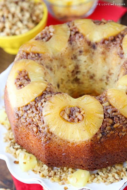 pinterestfoodie1992:PINEAPPLE WALNUT UPSIDE DOWN BUNDT CAKE