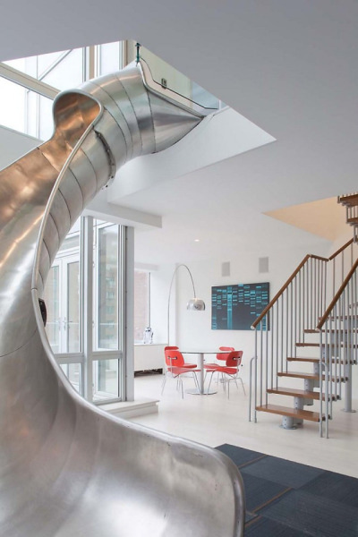 Helical Slide In New York East Village Duplex Apartment. [800x1200]