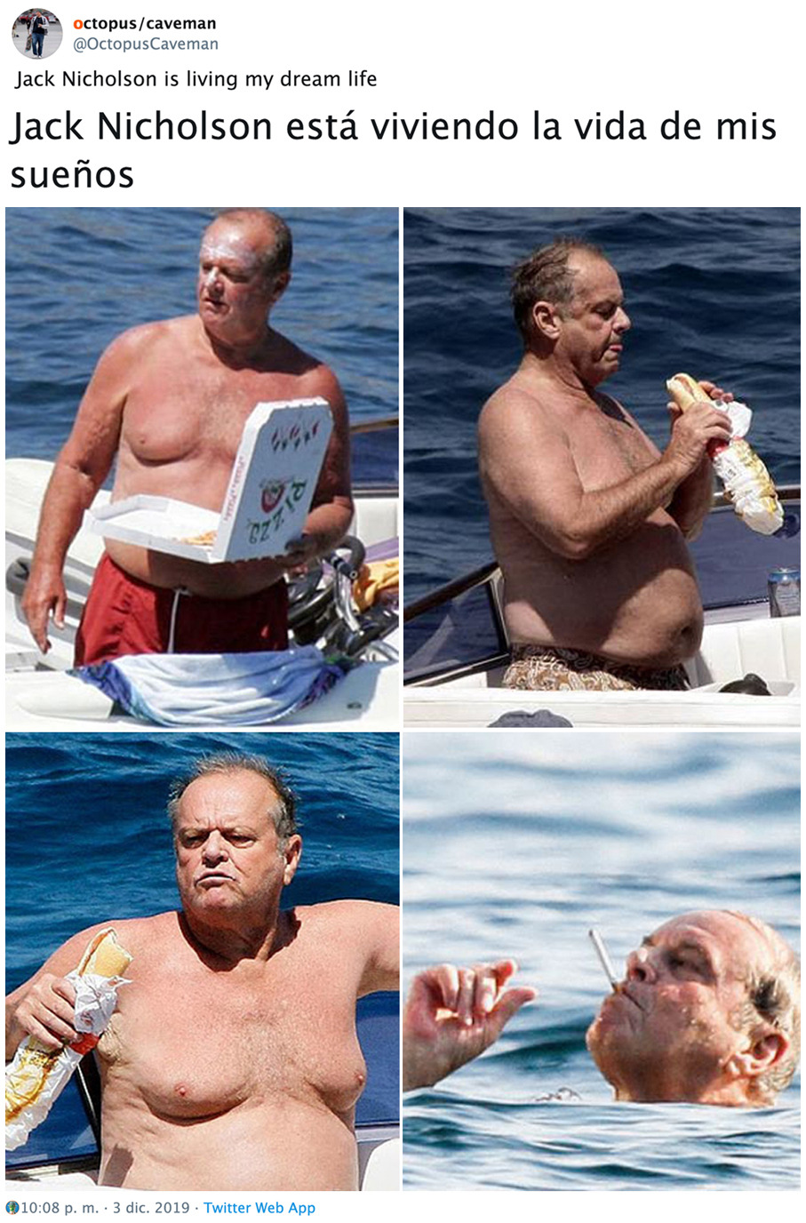 Jack Nicholson vive la vida a tope