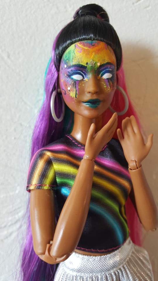 rainbow glitter hair barbie