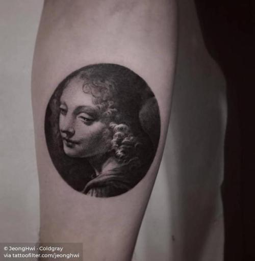 By JeongHwi · Coldgray, done at Cold Gray Tattoo, Seoul.... geometric shape;black and grey;circle;jeonghwi;women;facebook;twitter;portrait;inner forearm;medium size;other