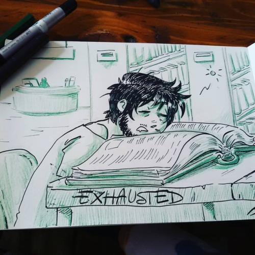 #inktober Day 7 Exhausted#inktoberchallenge #inktober2018...