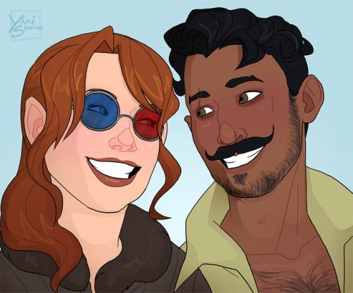 Saoirse admiring her new specs with Lucien. Commission for...