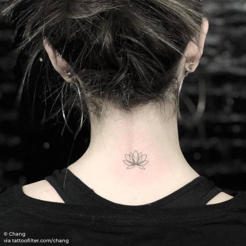 Tattoo tagged with: flower, small, chang, micro, line art, tiny, back of  neck, ifttt, little, nature, hindu, religious, fine line, lotus flower |  