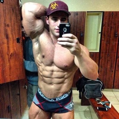 Selfie in the locker room. He’s so damn hot! Amazing body.