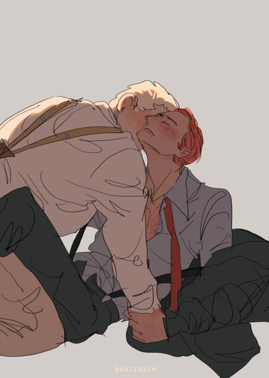AJ Crowley and A.Z. Fell- love during the Blitz. Fanart for the fic On Espionage and Prophecy (or How to...