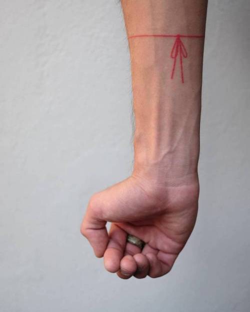 Tattoo tagged with: small, knot, tiny, victorzabuga, travel, love, ifttt,  little, red, forearm, minimalist, experimental, medium size, armband,  other, ribbon, band, nautical 