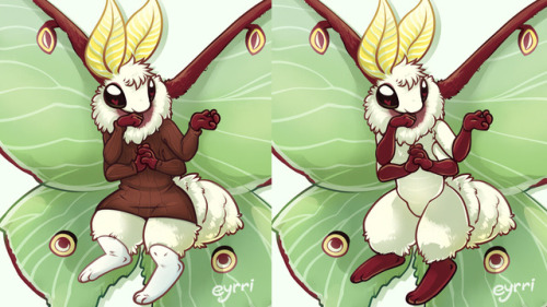 lil crop of a recent commission of a darling little luna moth...