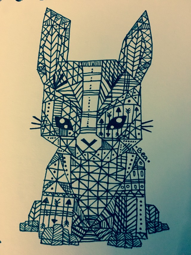 geometric rabbit drawing