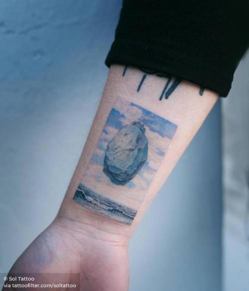 By Sol Tattoo, done in Seoul. http://ttoo.co/p/31729 the castle of the pyrenees;art;patriotic;contemporary;belgium;rene magritte;facebook;location;twitter;inner forearm;soltattoo;medium size;europe