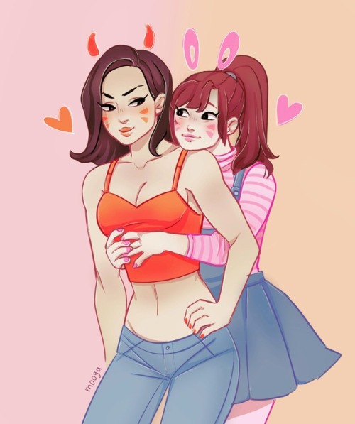 i will draw this ship a lot in the future!! overwatch dva dmon hana song yuna lee dvamon ?? fanart