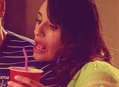 Image result for rachel Glee drinking gif