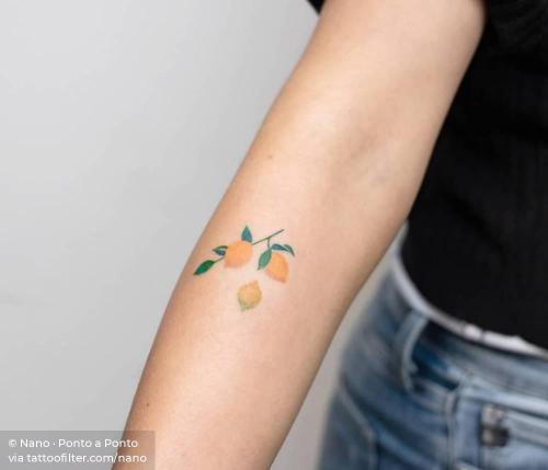 By Nano · Ponto a Ponto, done in Buenos Aires.... facebook;food;forearm;fruit;hand poked;lemon;nano;nature;small;twitter