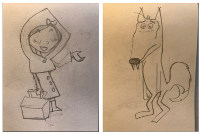 sketch drawings of the characters