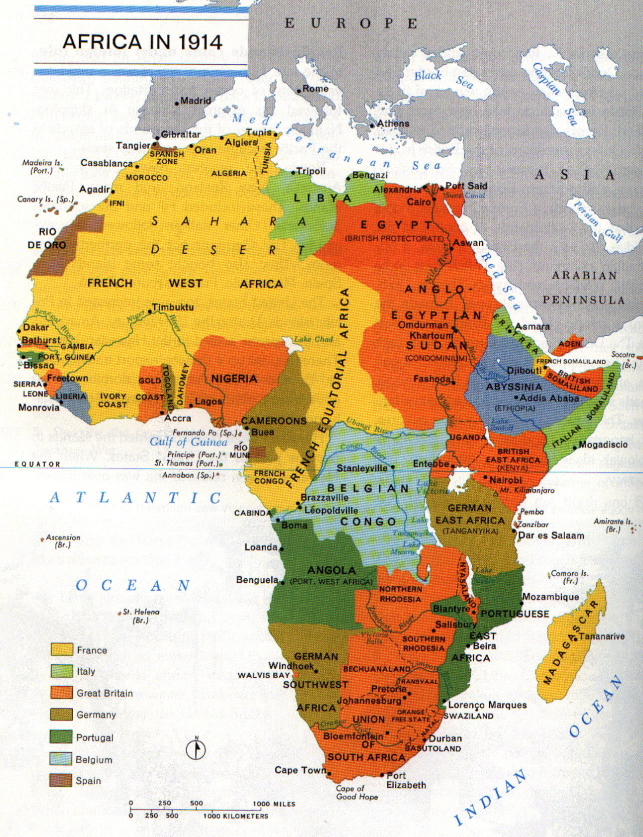 Africa at the dawn of World War 1, 1914 - Maps on the Web
