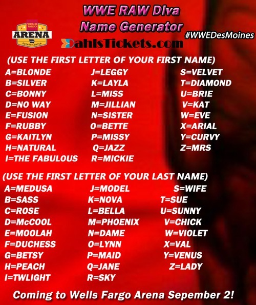 Iowa Events Center Blog WWE Raw Name Generator 