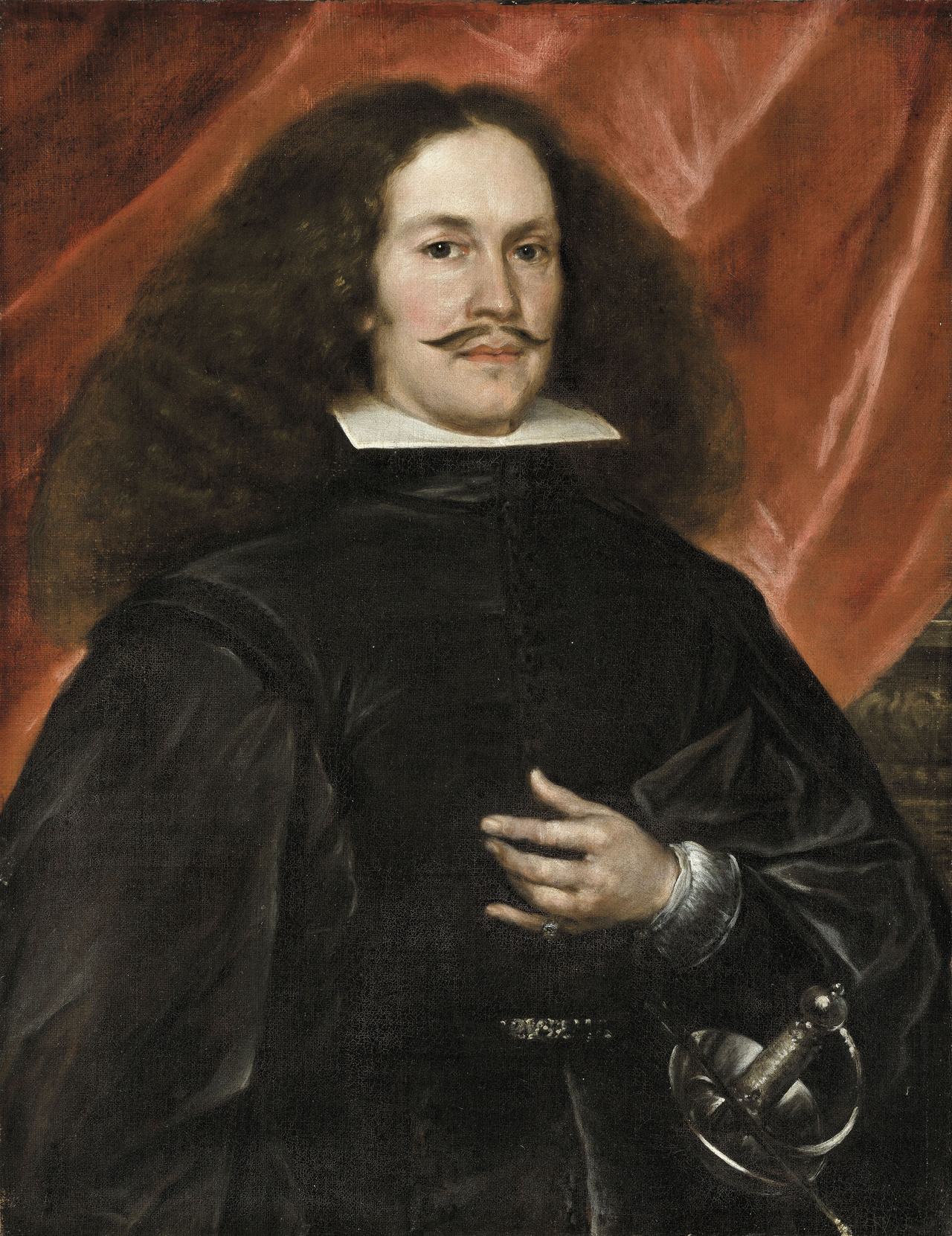Circle of Diego Rodriguez de Silva y Velazquez (1599-1660), â€˜Portrait of a Gentleman in black with a swordâ€™, oil on canvas, 1600s, Spanish, for sale est. 15,000-20,000 GBP in Christieâ€™s Old Masters sale, July 2019