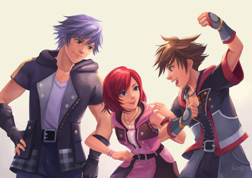 kingdom hearts kh3 riku kairi Fanart Illustration my art video games friends kingdom hearts 3 Video Game Fan Art