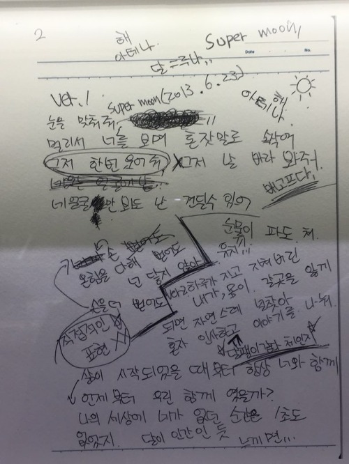 fyjjong:above is a close up look at jonghyun’s handwritten notes...