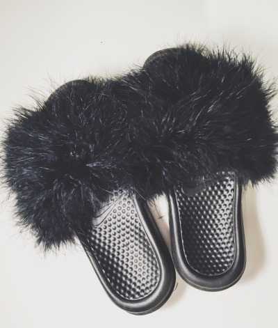 nike fuzzy slides