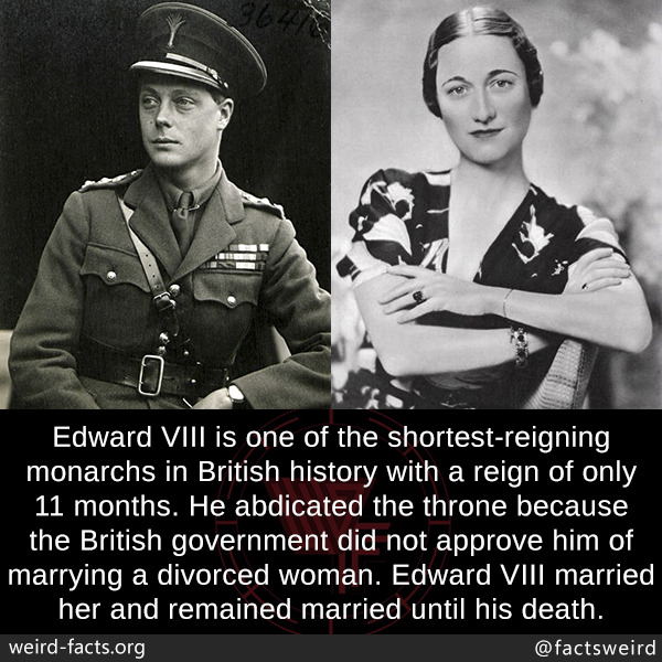 Weird Facts, Edward VIII is one of the shortest-reigning...
