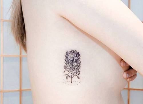By Ghinko, done at West 4 Tattoo, Manhattan.... flower;small;single needle;rib;tiny;rose;ifttt;little;nature;ghinko