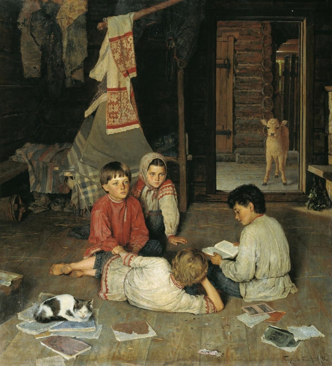 New Fairy Tale (1891). Nikolay Bogdanov-Belsky (Russian 1868-1945). Oil on canvas. National Arts Museum of the Republic of Belarus.
Bogdanov-Belsky was fascinated by the activities of children. Here, the group of four read aloud and listen to the new...
