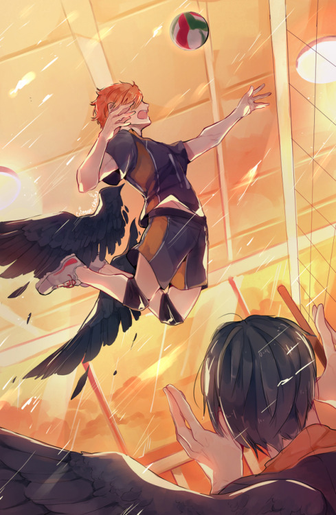 crimson-chains:A HAIKYUU POSTER!!! OwOIt’s just a redraw from...