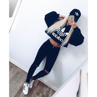 girl outfits with adidas pants