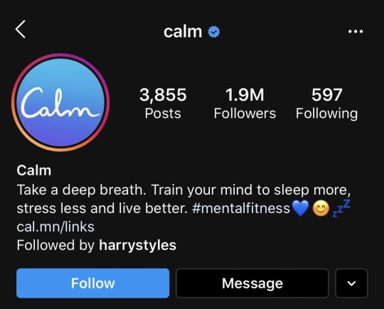 Harry followed “Calm” on instagram and twitter and liked one of their posts - 05/07