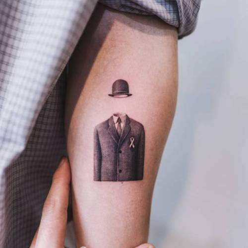 By Nando, done in Seoul. http://ttoo.co/p/34616 art;small;patriotic;single needle;nando;tiny;belgium;rene magritte;travel;ifttt;little;location;inner forearm;medium size;europe