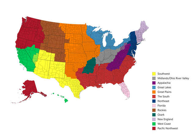 Regions of the United States. - Maps on the Web