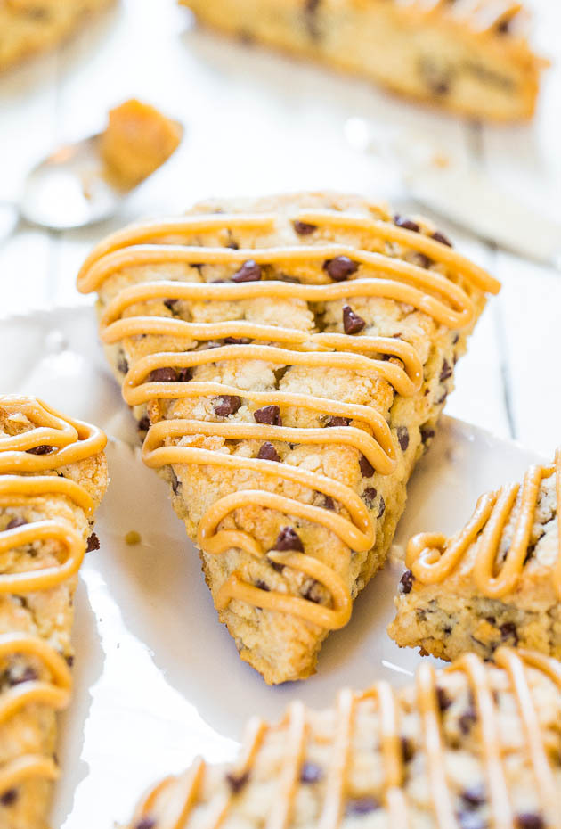 Peanut Butter Chocolate Chip Scones with Peanut Butter Glaze